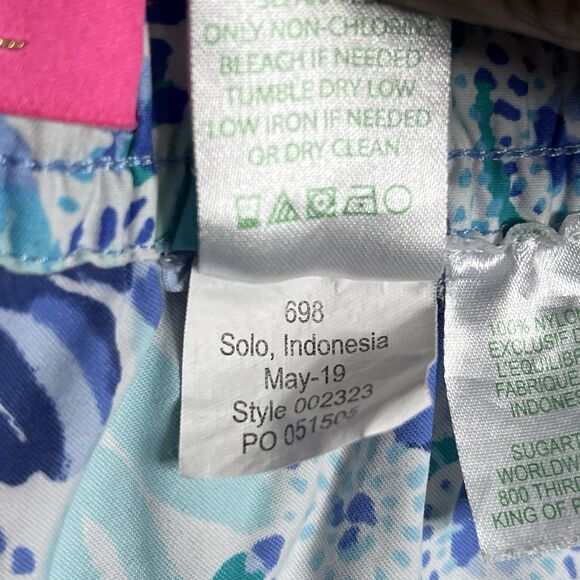 LILLY PULITZER Luxletic Run Around Shorts Womens L Blue Multi Dopamine Boost - Picture 12 of 13